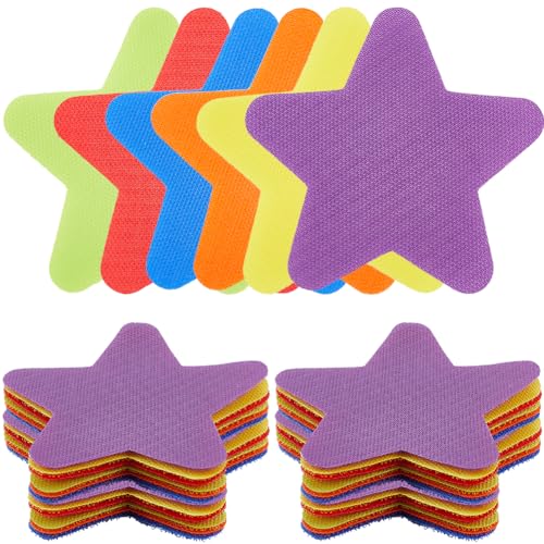 CREATCABIN 60 Stück Teppichmarkierungs Set Mit Punkten Markierungen Sternform Bunte Punkte Markierungen Mit 6 Farben Bodenpunkte Frühes Zubehör Für Dekoration Lehrer Klassenzimmer Teppich 14x10cm von CREATCABIN