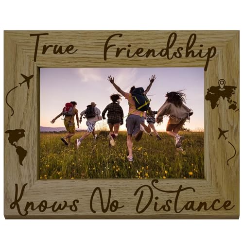 CREATCABIN Bilderrahmen Friends,Holz-Fotorahmen,Personalisierter Spruch,Bilderrahmen,Gedenk-Tischaufsteller,Andenken,Anzug Für 4"X6"Bild,Geschenk Besten Freunde Aus Der Kindheit,Bestie,22x17cm von CREATCABIN