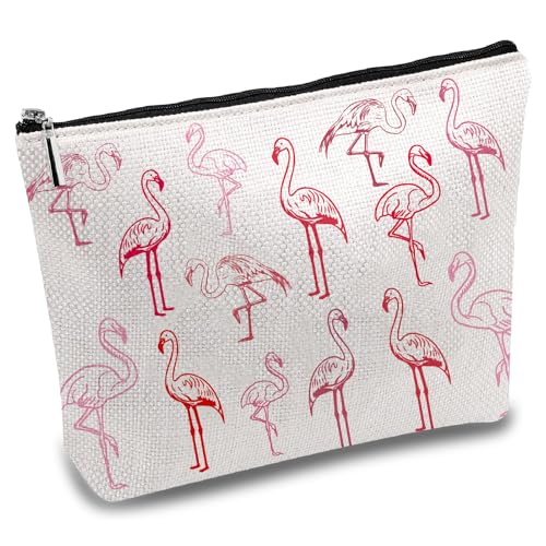 CREATCABIN Flamingo Make Up Tasche Rosa Kosmetiktasche Federmäppchen Polycotton Toilettenartikel Reisetasche Organizer Geldbörse Zubehör Geschenke Für Sie Mutter Freundin Ehefrau Lehrerin 25x18cm von CREATCABIN