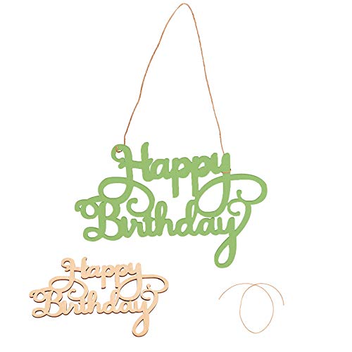 CREATCABIN Happy Birthday Holzschild Ausschnitt Holzbuchstaben Schild DIY Block Wörter Schild für Kranz Wohnkultur Tür Wandkunst Dekoration, 16 x 22 cm von CREATCABIN