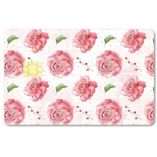 CREATCABIN June Rose Karten-Skin-Aufkleber,Blumen,Rosa Debit-Kreditkarten-Skins,Abdeckend,Personalisierend,Bankkarten-Schutz,Abnehmbare Folie,Wasserfest Für Den Transport,Schlüsselkarte,186x137mm von CREATCABIN