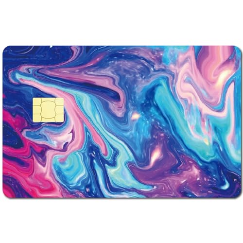 CREATCABIN Karten-Skin-Aufkleber,Wellen-Debit-Kreditkarten-Skins,Blau-Violette Marmorierung,Personalisierbare Bankkarten-Schutzaufkleber,Wasserfest,Schmal,Für EBT-Transport-Schlüsselkarte,186x137mm von CREATCABIN