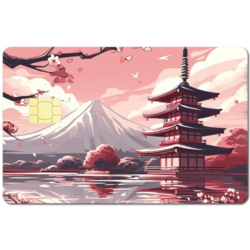 CREATCABIN Kreditkarten-Skins Mit Japanischer Landschaft,Kirschblüten-Debitkarten-Skin-Aufkleber,Anime,Personalisierter Schutz Für Bankkarten,Wasserfest,Blasenfrei,Schmal,Für Schlüssel,18.6x13.7cm von CREATCABIN