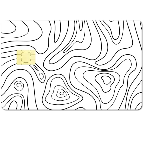 CREATCABIN Line Topography Kreditkartenaufkleber Haut Minimalismus Debitkartenhülle Personalisieren Sie Entfernbare Vinyl-Kartenhautaufkleber,Weißen Aufkleber Schützen,Für Kartendekoration,186x137mm von CREATCABIN