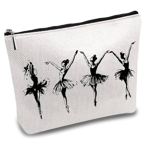 CREATCABIN Make Up Tasche Segeltuch Balletttänzerin Kosmetiktasche Tragbare Reisetasche Tasche Stifteetui Reißverschluss Kulturbeutel Geldbörse Mehrzweck Überlebenskit Geschenk Für Tanzlehrer 25x18cm von CREATCABIN