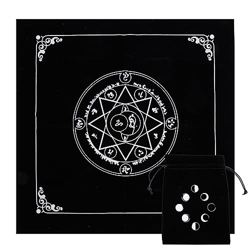 CREATCABIN Pentagramm-Altartuch-Set Wandteppich Tischdecke Pendel Wahrsagerei Spirituelles Tuch Mit Tarot-Kartentasche Quadratisch Himmlisches Tarot Hexereizubehör Hexendekoration Für Hexe 49.5x49cm von CREATCABIN