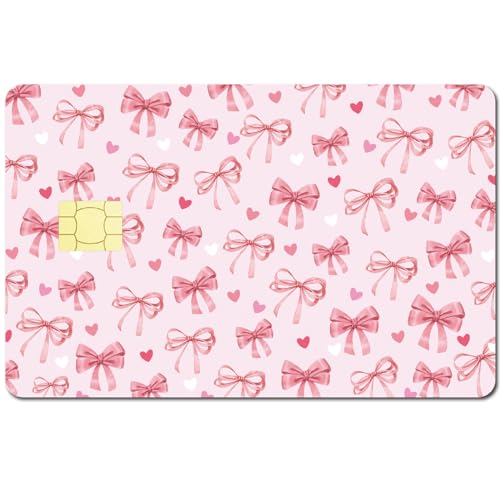 CREATCABIN Pink Bowknot Card Skin Sticker Debit Credit Card Skins Cover Personalisieren Sie Bankkarten Schutzaufkleber Wasserfest Abnehmbar Keine Blasen Schlank Für Transportation Key Card 186x137mm von CREATCABIN