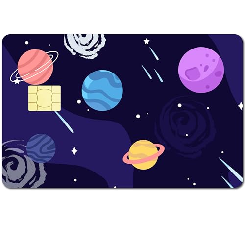 CREATCABIN Planet Karten-Skin-Aufkleber,Debit-Kreditkarten-Skin-Abdeckung,Personalisierbar,Abnehmbarer Kartenaufkleber,Kartenhalter,Schützendes Vinyl,Keine Blasen,Für Transport,Bankkarten,186x137mm von CREATCABIN