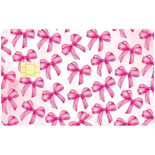 CREATCABIN Rosa Kreditkarten Skins Mit Schleife Debitkarten Skin Aufkleber Blasenfrei Schmal Personalisierter Schutz Für Bankkarten PVC Wasserdicht Für Transport Schlüssel Geschenkkarte 18.6x13.7cm von CREATCABIN