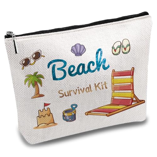 CREATCABIN Strand Überlebenskit Make Up Taschen Polycotton Kosmetiktasche Mehrzweck Federmäppchen reißverschluss Tasche Organizer Kulturbeutel Reisegeldbörse Beutel Make Up Für Tochter Frauen 25x18cm von CREATCABIN