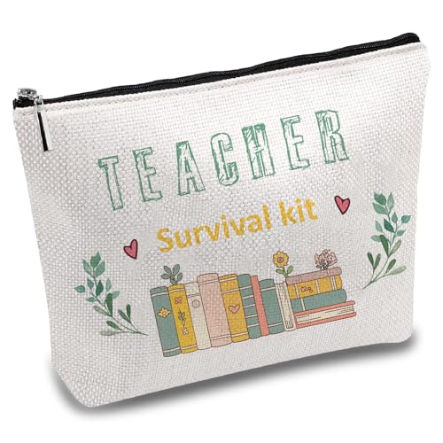 CREATCABIN Survival Kit Für Lehrer Make Up Taschen Kosmetiktasche Segeltuch Vielseitig Einsetzbar Buntes Federmäppchen Reißverschlusstaschen Kulturbeutel Reisetasche Geldbörse Für Frauen 25x18cm von CREATCABIN