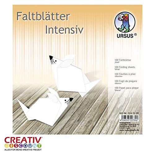 CREATIV DISCOUNT® NEU Faltblätter intensiv 100 Blatt, 10x10cm, weiß von CREATIV DISCOUNT