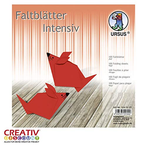 CREATIV DISCOUNT® NEU Faltblätter intensiv 100 Blatt, 15x15cm, rot von CREATIV DISCOUNT