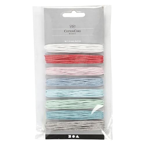 CREATIV DISCOUNT Baumwollband Pastell-Farben, Stärke 1 mm, Länge 8x5 m von CREATIV DISCOUNT