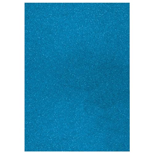 CREATIV DISCOUNT Glitter-Karton, 200 g/qm, einseitig mit Glitzer, DIN A4, Pfauenblau von CREATIV DISCOUNT