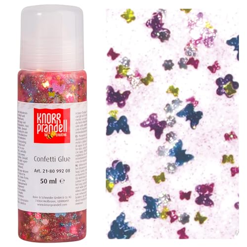 CREATIV DISCOUNT Glitterfarbe Confetti Glue, mit Linerspitze, 50 ml, Bunte Schmetterlinge von CREATIV DISCOUNT