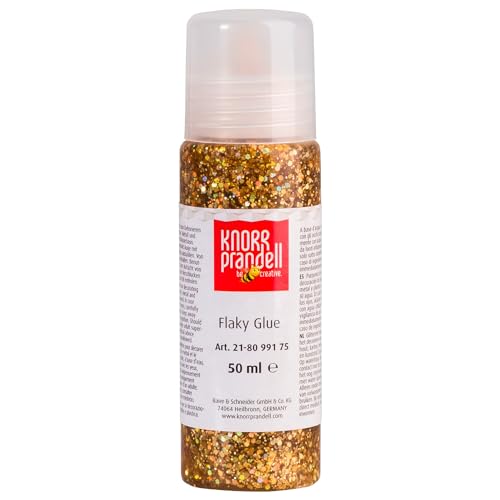 CREATIV DISCOUNT Glitterfarbe Flaky Glue, mit Linerspitze, 50 ml, Gold-Regenbogen von CREATIV DISCOUNT