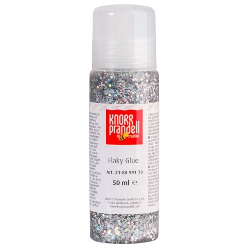 CREATIV DISCOUNT Glitterfarbe Flaky Glue, mit Linerspitze, 50 ml, Silber-Regenbogen von CREATIV DISCOUNT