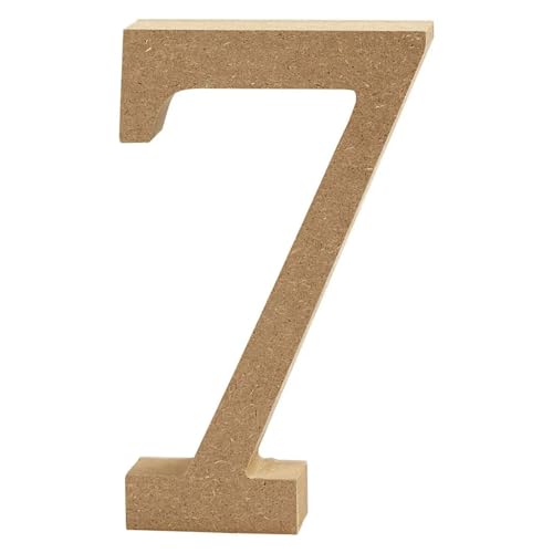 CREATIV DISCOUNT MDF-Zahl, 8 cm, Stärke 1,5 cm, Natur, 7" von CREATIV DISCOUNT