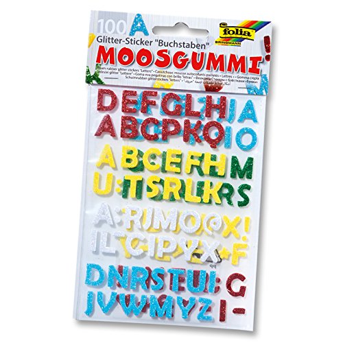 CREATIV DISCOUNT NEU Moosgummi Glitter-Sticker, Buchstaben, 100 Stk von CREATIV DISCOUNT