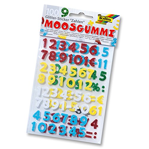 CREATIV DISCOUNT NEU Moosgummi Glitter-Sticker, Zahlen, 100 STK von CREATIV DISCOUNT