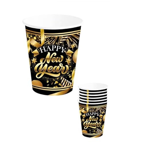 CREATIV DISCOUNT NEU Papp-Becher Happy New Year, ca. 240ml, 6 Stück von CREATIV DISCOUNT