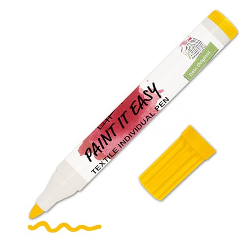 CREATIV DISCOUNT Paint IT Easy Textilstift/Stoff-Malstift für helle Stoffe, 2-4 mm, Goldgelb von CREATIV DISCOUNT