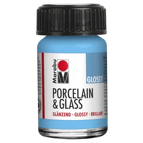 CREATIV DISCOUNT Porzellan- / Keramik- / Glasmalfarbe Glossy/Glänzend, 15 ml, Hellblau von CREATIV DISCOUNT