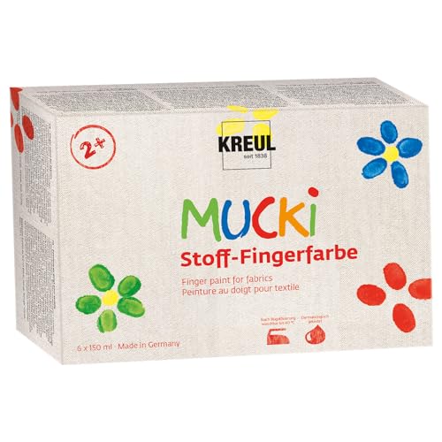 CREATIV DISCOUNT Stoff-Fingerfarbe 6er Set 150 ml von CREATIV DISCOUNT