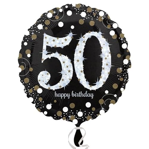 Folienballon Sparkling Birthday 50th, 45 cm von CREATIV DISCOUNT