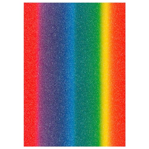 Glitter-Karton, 200 g/qm, einseitig mit Glitzer, DIN A4, Regenbogen von CREATIV DISCOUNT