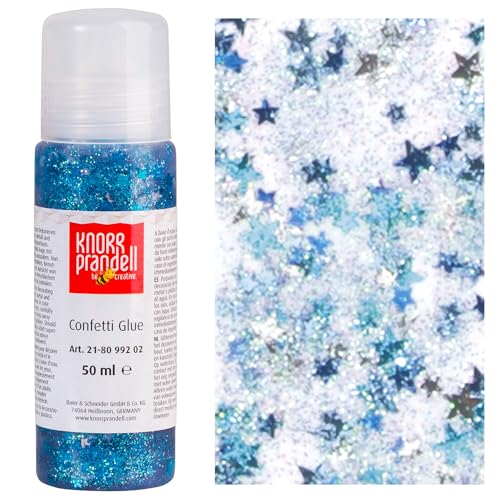 Glitterfarbe Confetti Glue, mit Linerspitze, 50 ml, Blaue Sterne von CREATIV DISCOUNT