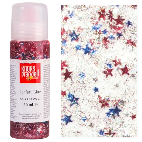 Glitterfarbe Confetti Glue, mit Linerspitze, 50 ml, Bunte Sterne von CREATIV DISCOUNT