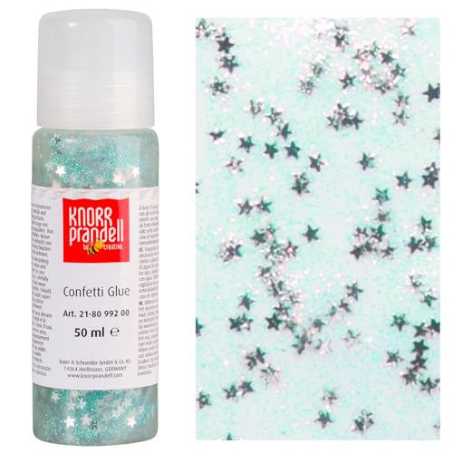 Glitterfarbe Confetti Glue, mit Linerspitze, 50 ml, Silberne Sterne von CREATIV DISCOUNT