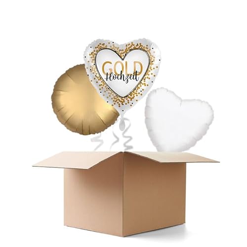 NEU Ballongrüße Goldhochzeit, 3 Ballons von CREATIV DISCOUNT