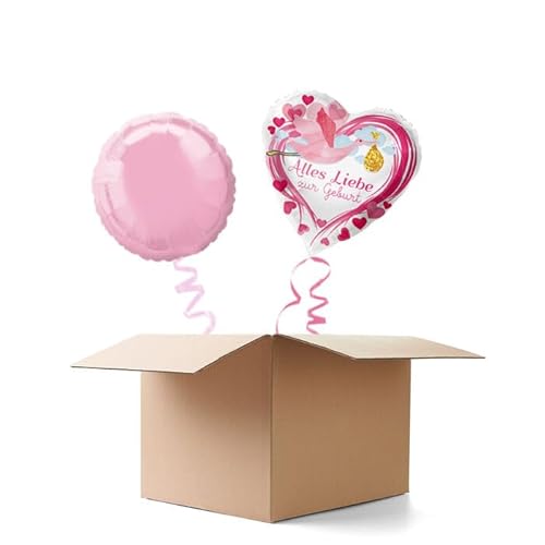 NEU Ballongrüße Pink Alles Liebe zur Geburt, 2 Ballons von CREATIV DISCOUNT