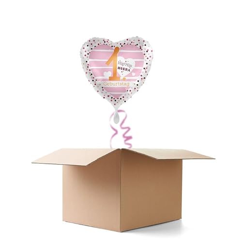 NEU Ballongrüße Pink Hearts Hip Hip Hurra 1. Geburtstag, 1 Ballon von CREATIV DISCOUNT