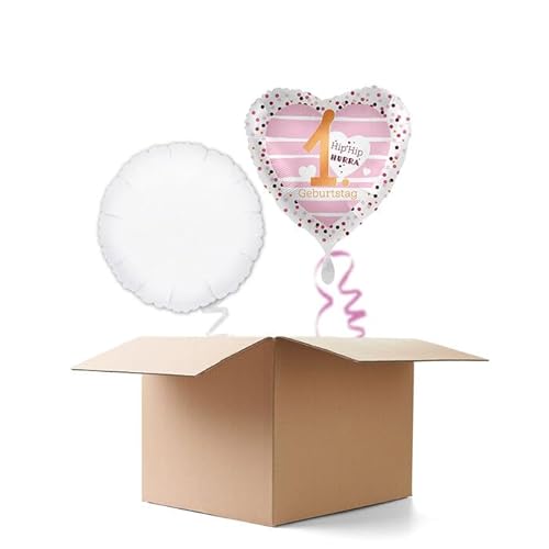 NEU Ballongrüße Pink Hearts Hip Hip Hurra 1. Geburtstag, 2 Ballons von CREATIV DISCOUNT