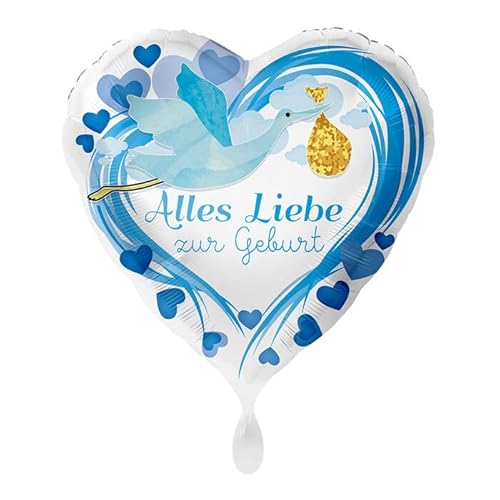 NEU Folienballon Blau - Alles Liebe zur Geburt - ca. 45cm Durchmesser von CREATIV DISCOUNT