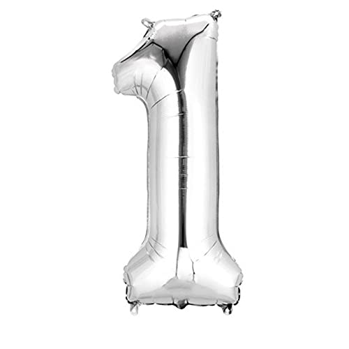 NEU Folienballon Große Zahl 1, Silber, ca. 86cm, Zahlenballon von CREATIV DISCOUNT