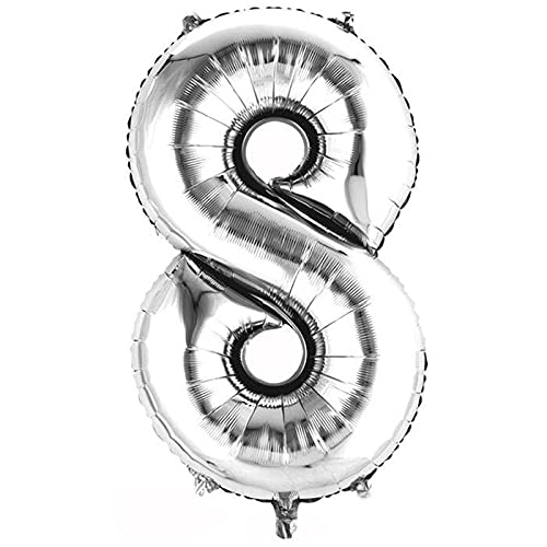 NEU Folienballon Medium Zahl 8, silber, ca. 66cm hoch von CREATIV DISCOUNT