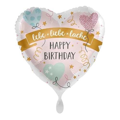 NEU Folienballon - lebe liebe lache Happy Birthday - ca. 45cm Durchmesser von CREATIV DISCOUNT