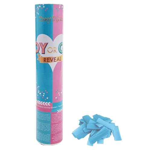 NEU Konfetti-Shooter Gender Reveal Boy, 20cm, mit blauem Papierkonfetti von CREATIV DISCOUNT