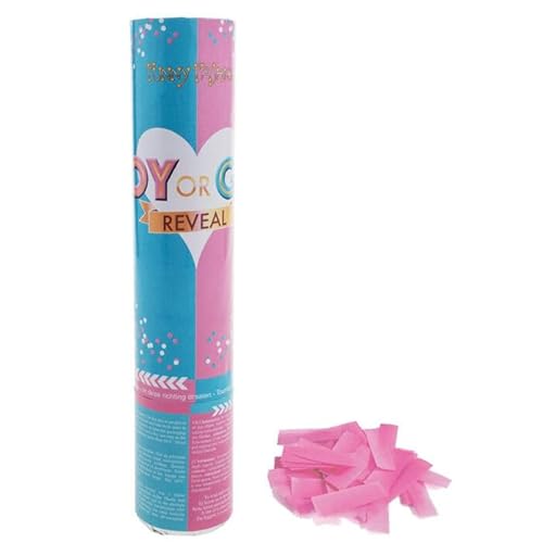 NEU Konfetti-Shooter Gender Reveal Girl, 20cm, mit rosanem Papierkonfetti von CREATIV DISCOUNT