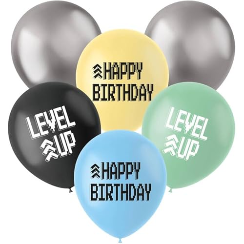 NEU Latex-Ballons Level up! Gamer-Party, 6 Stück, ca. 33cm von CREATIV DISCOUNT