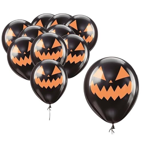 NEU Latex-Luftballons Halloween Kürbis, schwarz, ca. 30cm, 10 Stück von CREATIV DISCOUNT