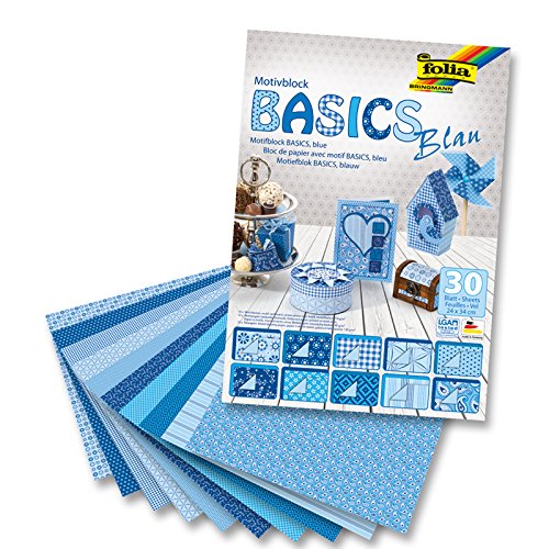 NEU Motivblock "BASICS" Blau, 24x34 cm, 30 Bogen von CREATIV DISCOUNT