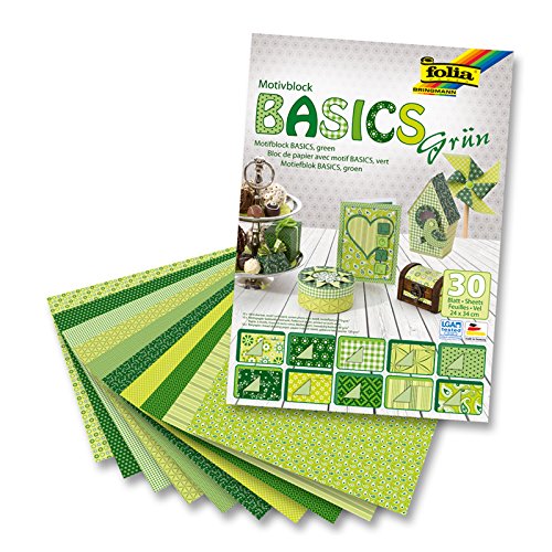 NEU Motivblock "BASICS" Grün, 24x34 cm, 30 Bogen von CREATIV DISCOUNT