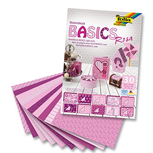 NEU Motivblock "BASICS" Rosa, 24x34 cm, 30 Bogen von CREATIV DISCOUNT