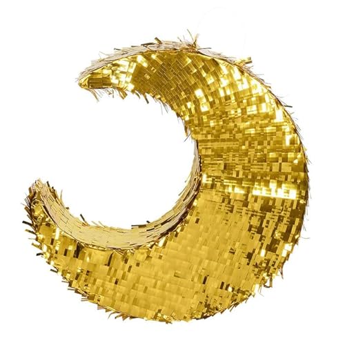 NEU Pinata Mond, mit Flitterfolie bedeckt, gold, 44x44cm von CREATIV DISCOUNT